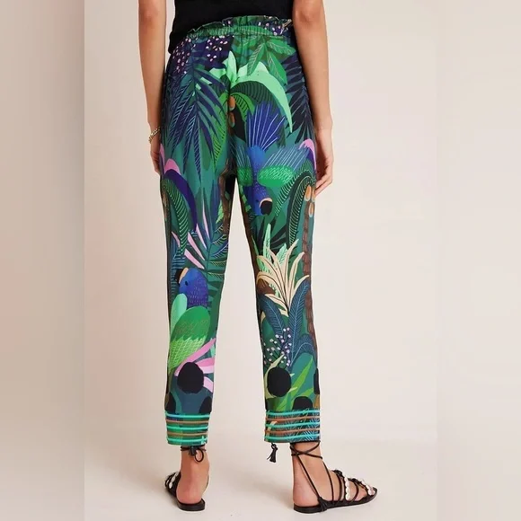 Farm Rio Pants Womens Ex-Small Tropique Embroidered Floral Anthropologie - Picture 2 of 15